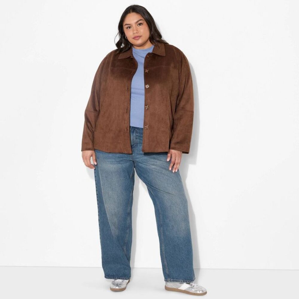 Wild Fable - Women's Pointed Collar Faux Suede Chore Coat - Wil Brown